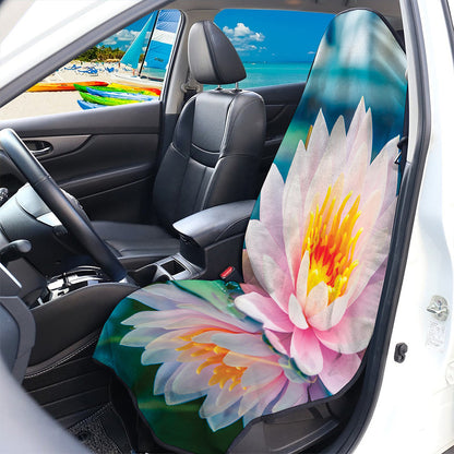 Pink Water Lily Print Waterproof Car Seat Cover