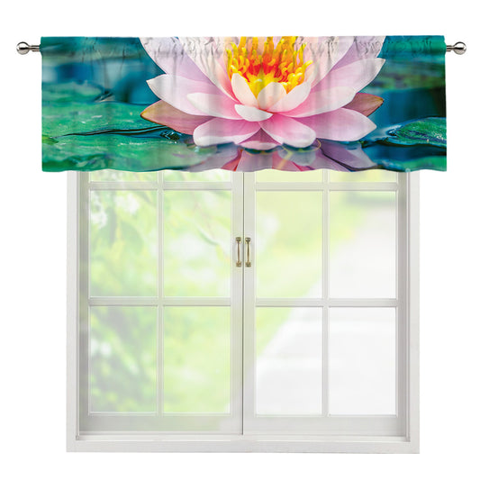 Pink Water Lily Print Window Valance