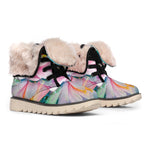Pink Water Lily Print Winter Boots