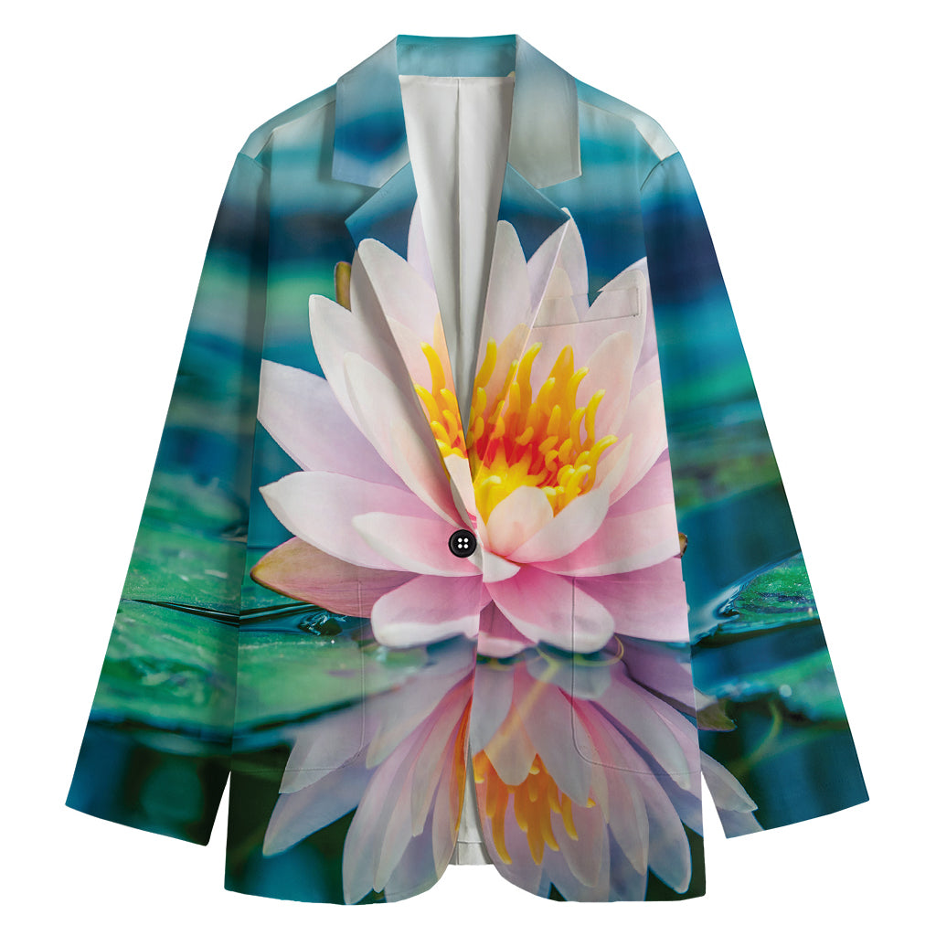 Pink Water Lily Print Women's Blazer