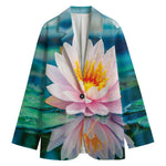 Pink Water Lily Print Women's Cotton Blazer