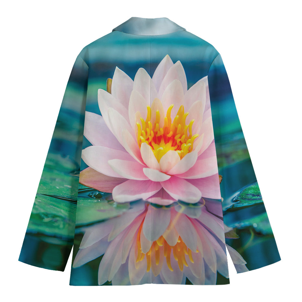 Pink Water Lily Print Women's Cotton Blazer