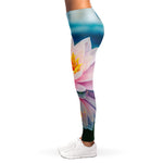 Pink Water Lily Print Women's Leggings