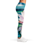 Pink Water Lily Print Women's Leggings