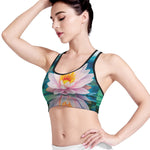 Pink Water Lily Print Women's Sports Bra