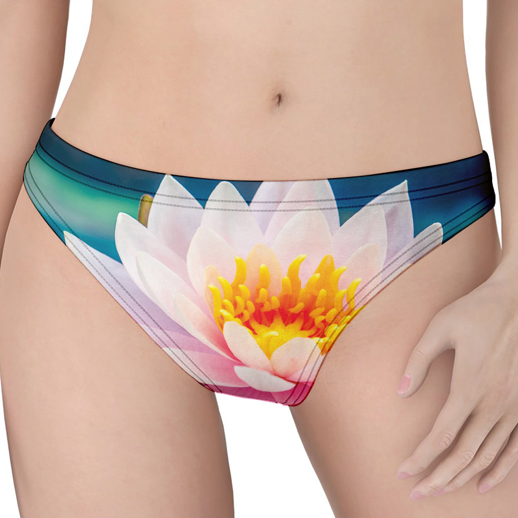 Pink Water Lily Print Women's Thong