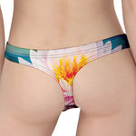 Pink Water Lily Print Women's Thong