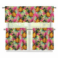 Pink Watercolor Pineapple Pattern Print 3 Piece Kitchen Curtains