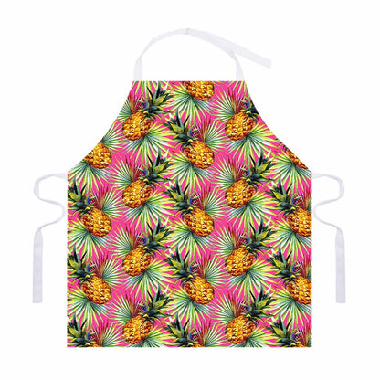 Pink Watercolor Pineapple Pattern Print Adjustable Apron