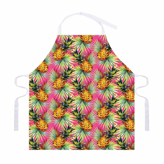 Pink Watercolor Pineapple Pattern Print Adjustable Apron