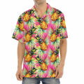 Pink Watercolor Pineapple Pattern Print Aloha Shirt