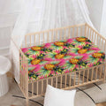 Pink Watercolor Pineapple Pattern Print Baby Crib Sheet