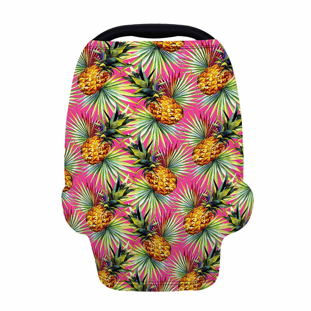 Pink Watercolor Pineapple Pattern Print Baby Seat Cover