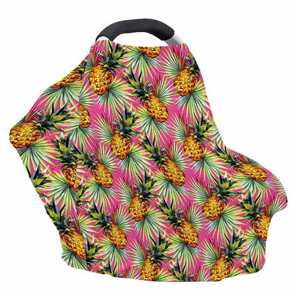 Pink Watercolor Pineapple Pattern Print Baby Seat Cover