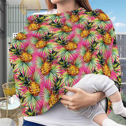 Pink Watercolor Pineapple Pattern Print Baby Seat Cover