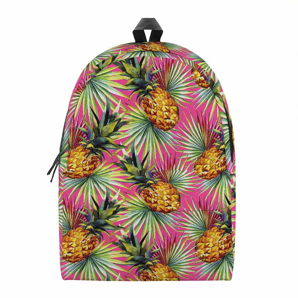 Pink Watercolor Pineapple Pattern Print Backpack
