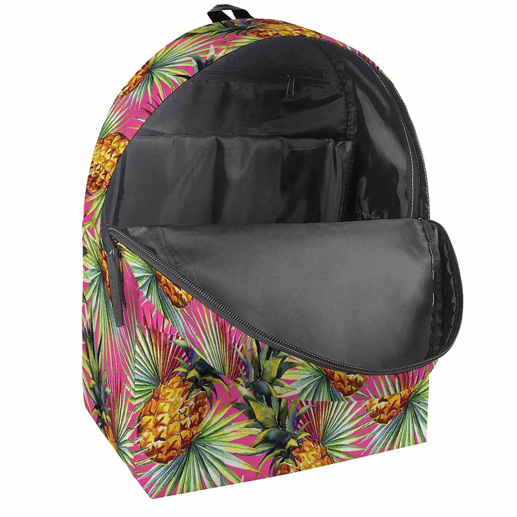 Pink Watercolor Pineapple Pattern Print Backpack