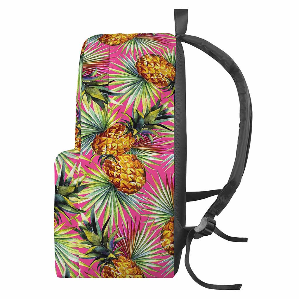Pink Watercolor Pineapple Pattern Print Backpack