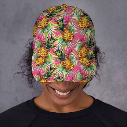 Pink Watercolor Pineapple Pattern Print Baseball Cap