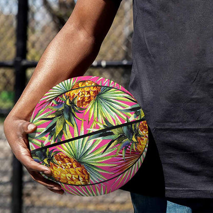Pink Watercolor Pineapple Pattern Print Basketball