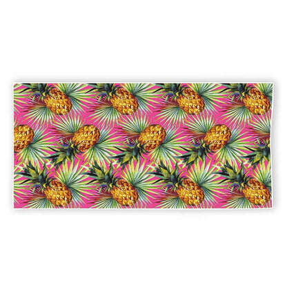 Pink Watercolor Pineapple Pattern Print Beach Towel