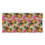 Pink Watercolor Pineapple Pattern Print Beach Towel