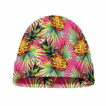 Pink Watercolor Pineapple Pattern Print Beanie