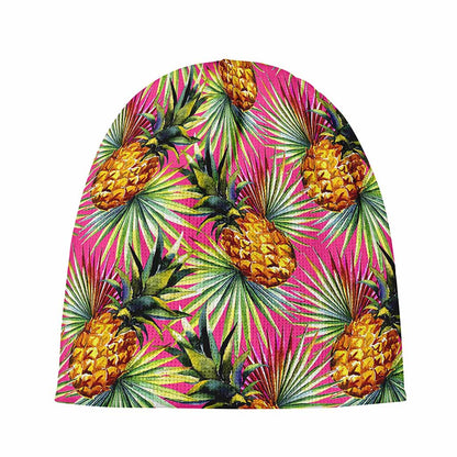 Pink Watercolor Pineapple Pattern Print Beanie