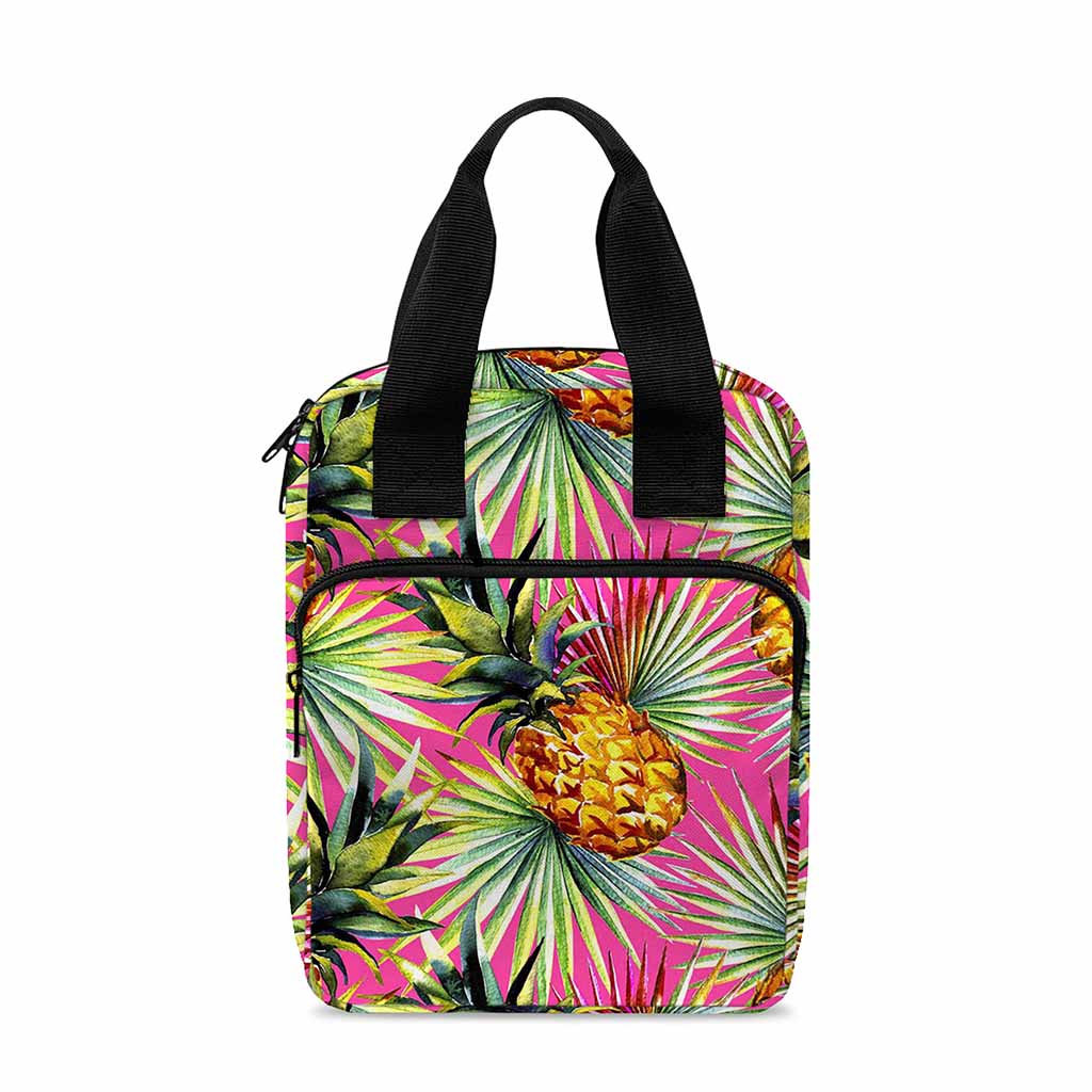Pink Watercolor Pineapple Pattern Print Bible Tote Bag