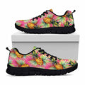 Pink Watercolor Pineapple Pattern Print Black Running Shoes