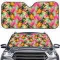 Pink Watercolor Pineapple Pattern Print Car Windshield Sun Shade