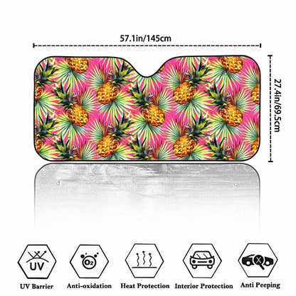Pink Watercolor Pineapple Pattern Print Car Windshield Sun Shade