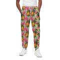 Pink Watercolor Pineapple Pattern Print Cotton Sweatpants