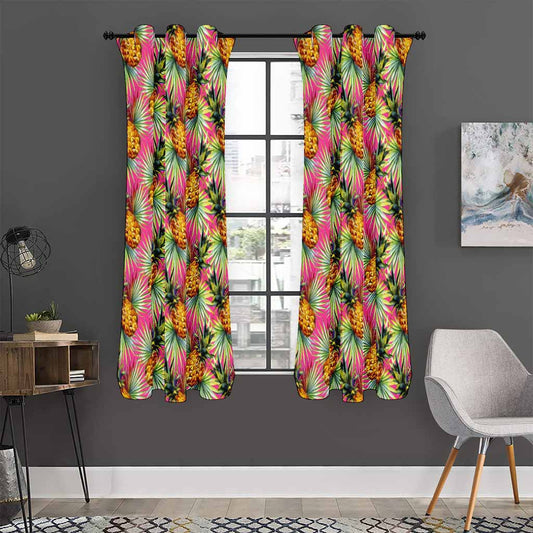 Pink Watercolor Pineapple Pattern Print Curtain