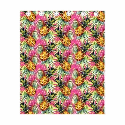 Pink Watercolor Pineapple Pattern Print Curtain