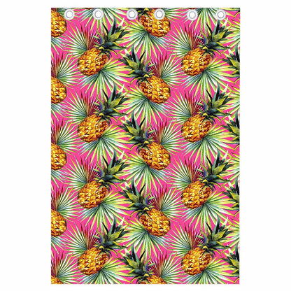 Pink Watercolor Pineapple Pattern Print Curtain