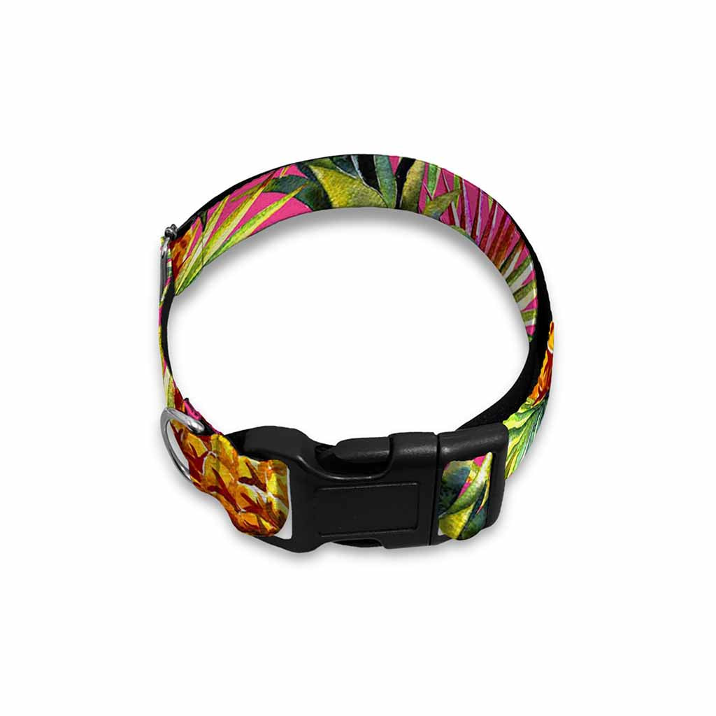 Pink Watercolor Pineapple Pattern Print Dog Collar
