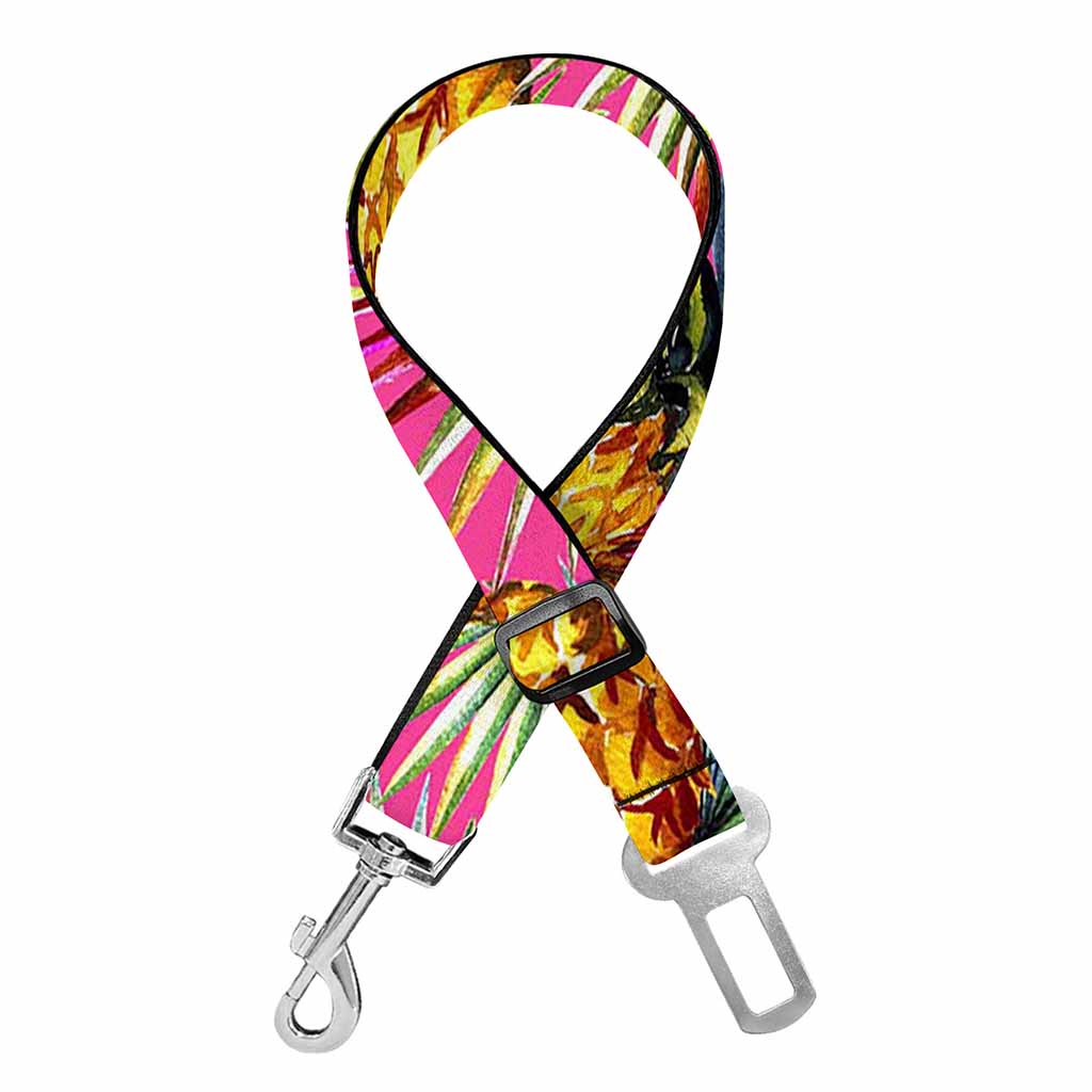 Pink Watercolor Pineapple Pattern Print Dog Seat Belt