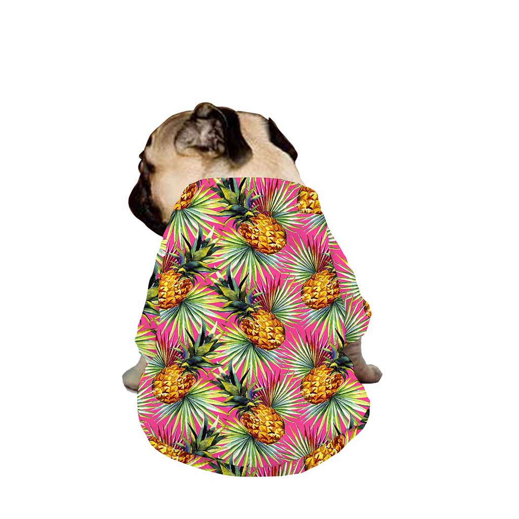 Pink Watercolor Pineapple Pattern Print Dog Zip Up Jacket
