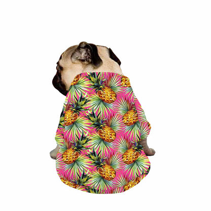 Pink Watercolor Pineapple Pattern Print Dog Zip Up Jacket