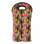 Pink Watercolor Pineapple Pattern Print Double Neoprene Wine Tote