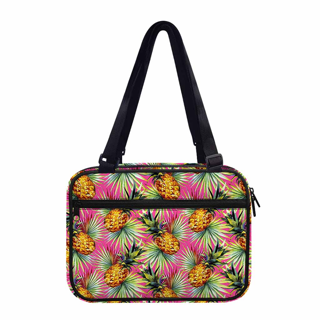 Pink Watercolor Pineapple Pattern Print Double Strap Bible Bag