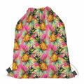 Pink Watercolor Pineapple Pattern Print Drawstring Bag
