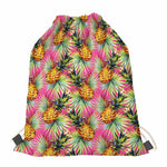 Pink Watercolor Pineapple Pattern Print Drawstring Bag