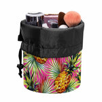 Pink Watercolor Pineapple Pattern Print Drawstring Makeup Bag
