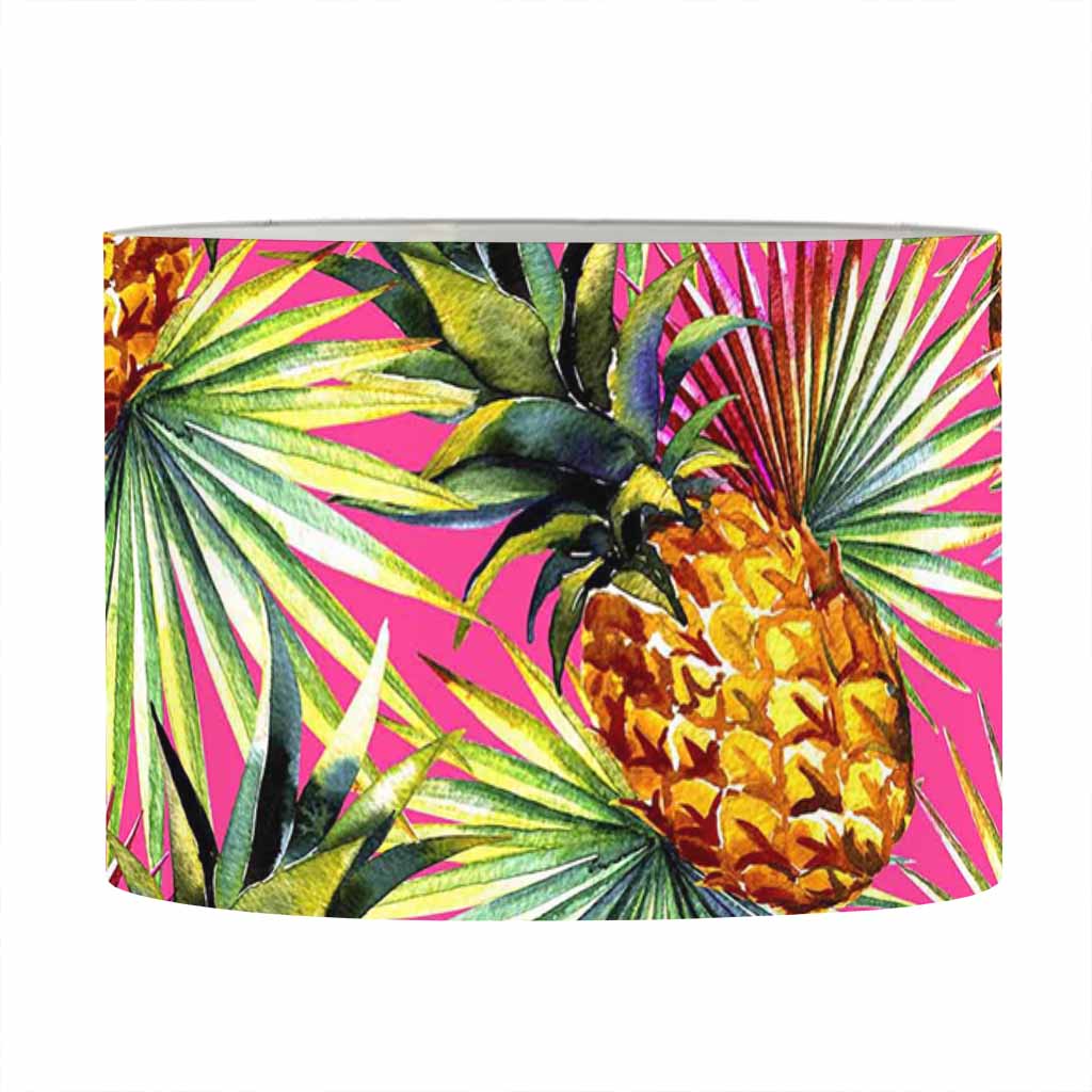 Pink Watercolor Pineapple Pattern Print Drum Lamp Shade