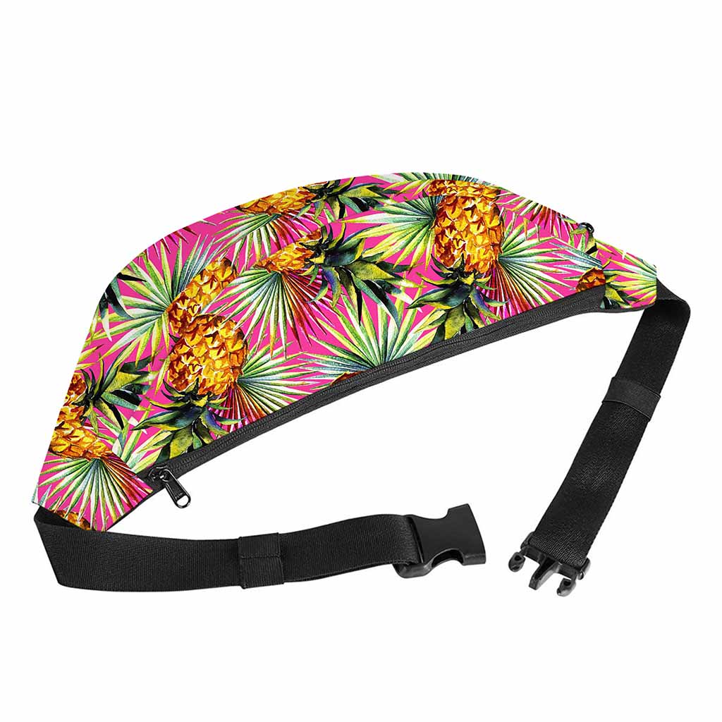 Pink Watercolor Pineapple Pattern Print Fanny Pack