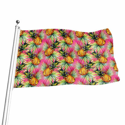 Pink Watercolor Pineapple Pattern Print Flag
