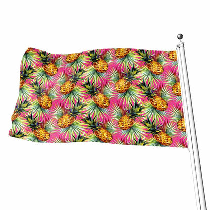 Pink Watercolor Pineapple Pattern Print Flag