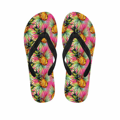 Pink Watercolor Pineapple Pattern Print Flip Flops